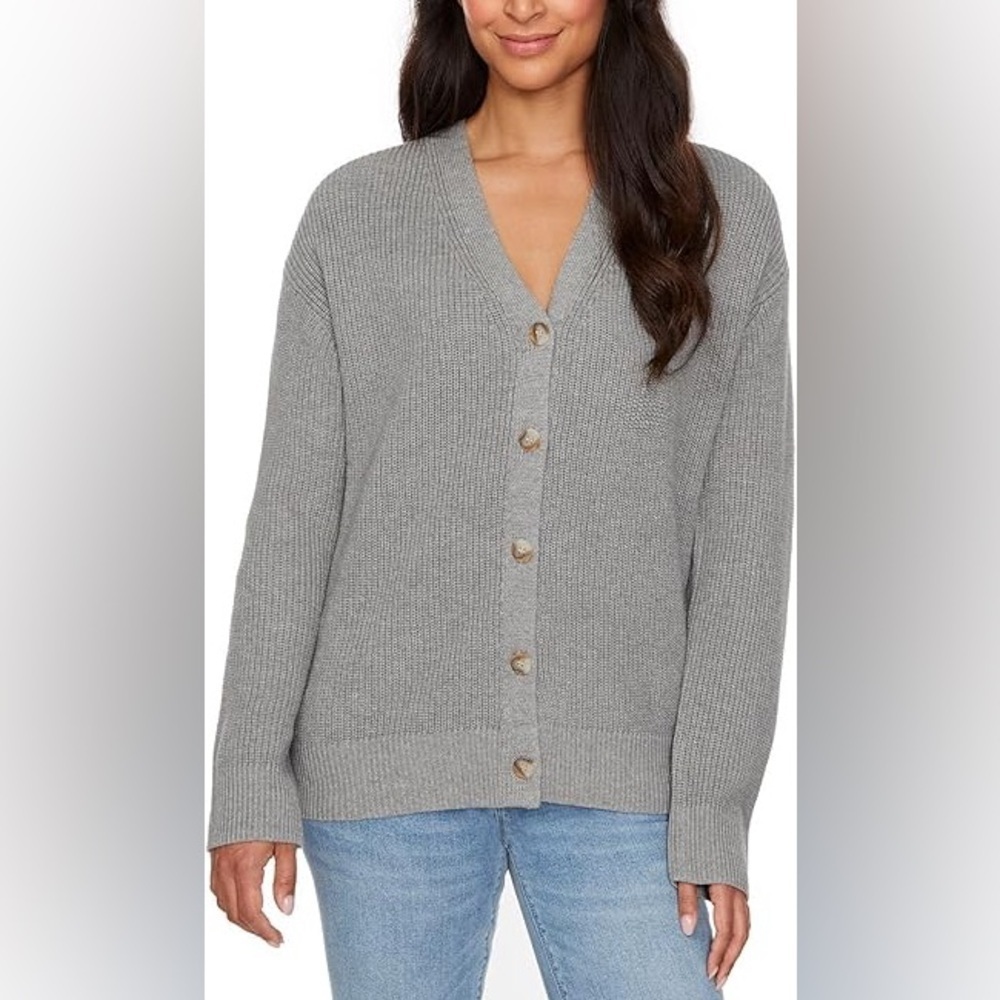 Hudson Oversized Knit Button Cardigan in Grey Size M